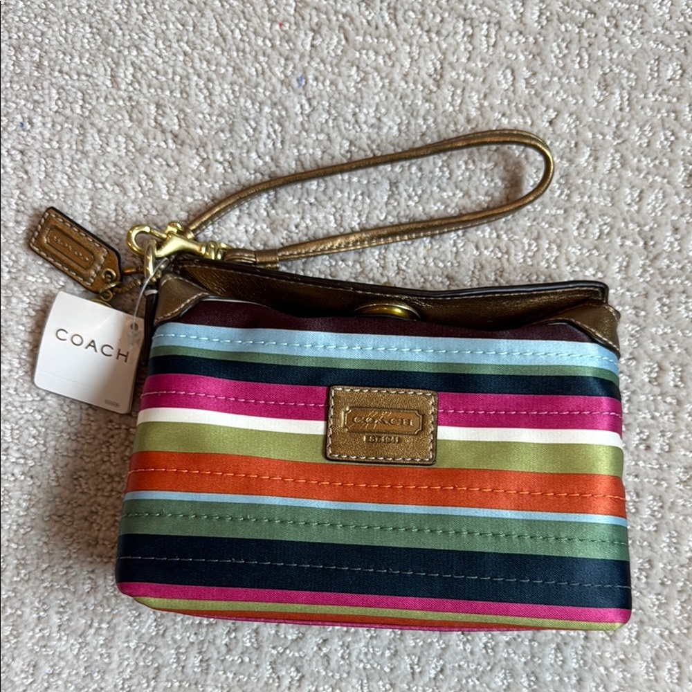 Coach Multicolor Striped Wristlet